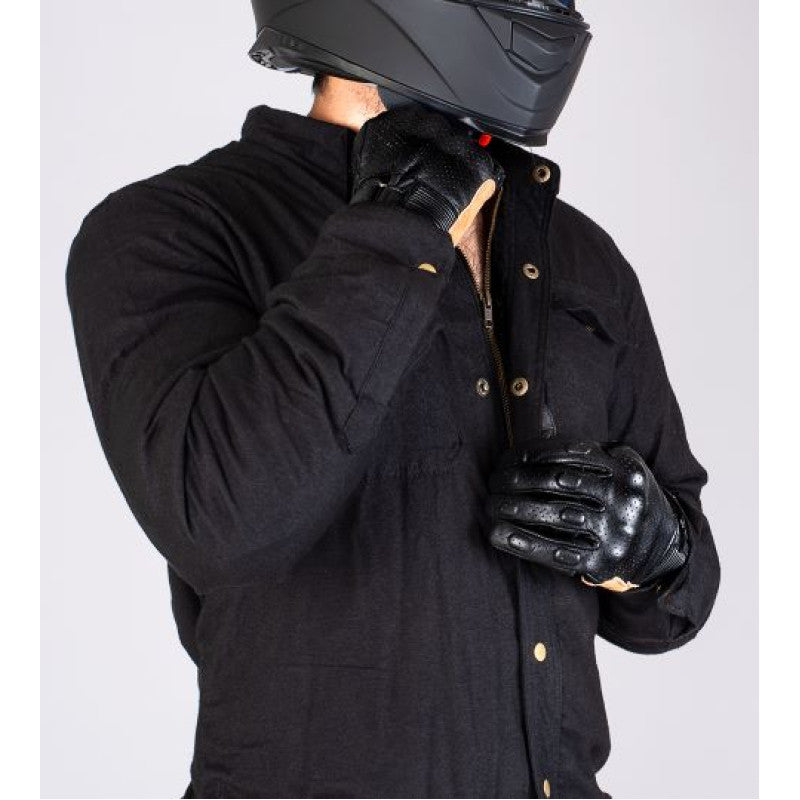 Motorcycle Premium Black Flannel Shirt – CE Certified, Kevlar® Lined, Water-Repellent, Urban Rider Gear