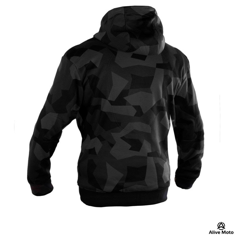 MC Premium Camo Grey Motorcycle Hoodie – CE Level-2 Armor & Full DuPont™ Kevlar® Lining