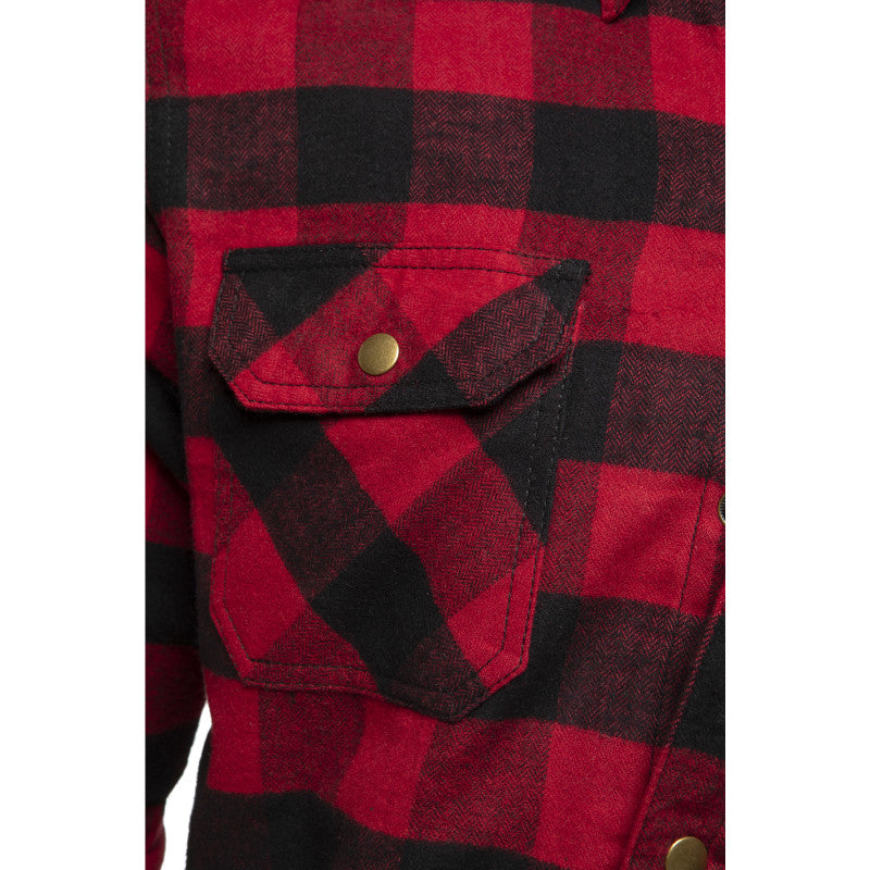 Premium Coyote Black/Red Motorcycle Armour Shirt – CE Certified, Kevlar® Lined, Waterproof Flannel Shirt for Riders