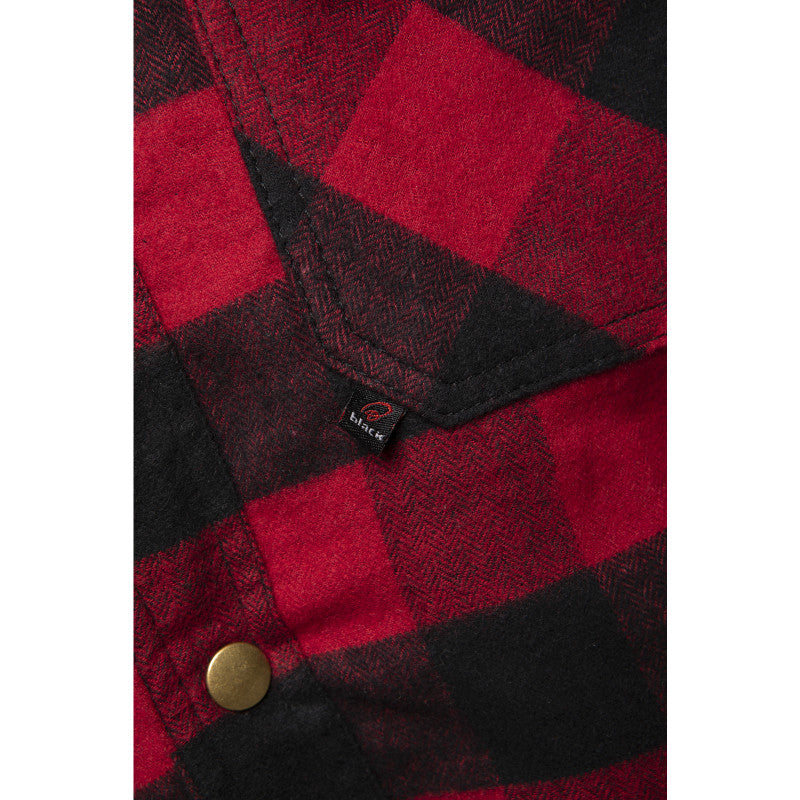 Premium Coyote Black/Red Motorcycle Armour Shirt – CE Certified, Kevlar® Lined, Waterproof Flannel Shirt for Riders
