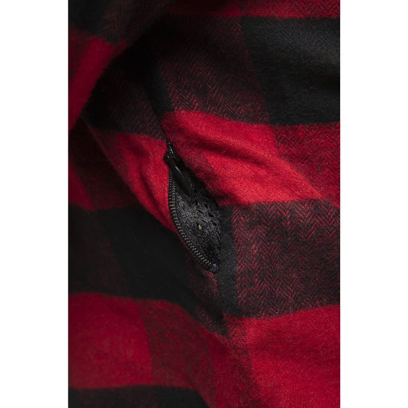 Premium Coyote Black/Red Motorcycle Armour Shirt – CE Certified, Kevlar® Lined, Waterproof Flannel Shirt for Riders