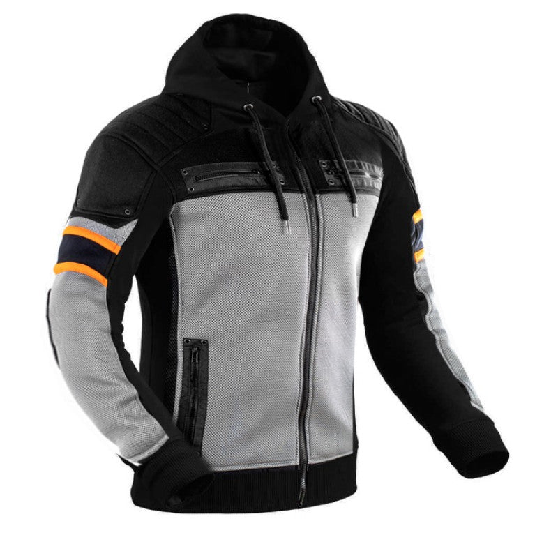 Premium Motorcycle Retro HD Mesh Hoodie – DuPont™ Kevlar® Lined, CE Level-2 Armor, Breathable Design