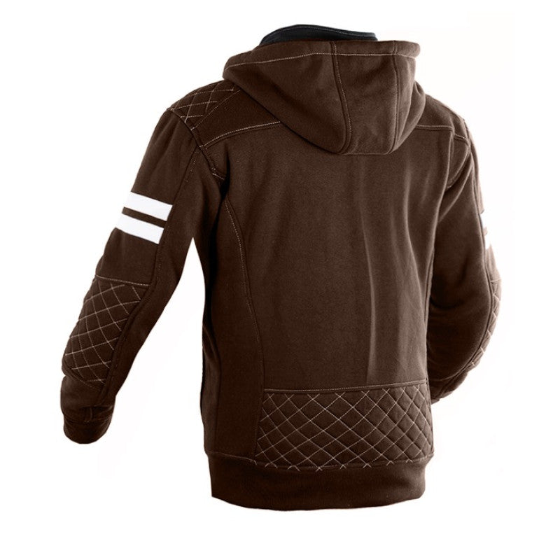 Premium Rival Brown Motorcycle Hoodie – CE Level-2 Armored DuPont™ Kevlar® Lined | Waterproof Biker Sweater (XXS–6XL)