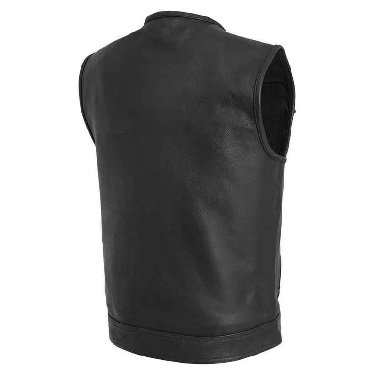 Premium armor full-bodied dual zip leather vest Premium Cowhide, Classic Biker Style with Pockets & Patch-Ready Back