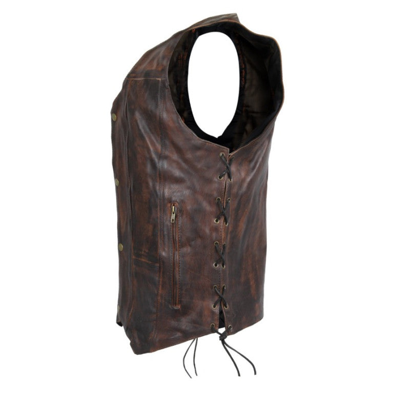 Premium vintage Torino biker leather vest Premium Cowhide, Patch Ready Back, Ideal for Biker Clubs & Riders