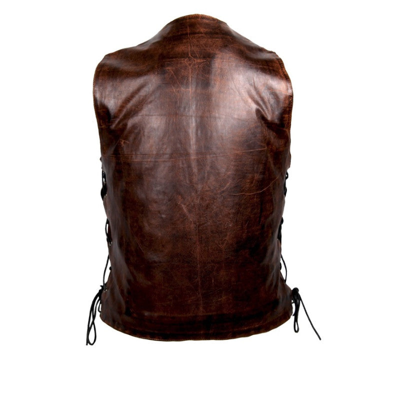Premium vintage Torino biker leather vest Premium Cowhide, Patch Ready Back, Ideal for Biker Clubs & Riders
