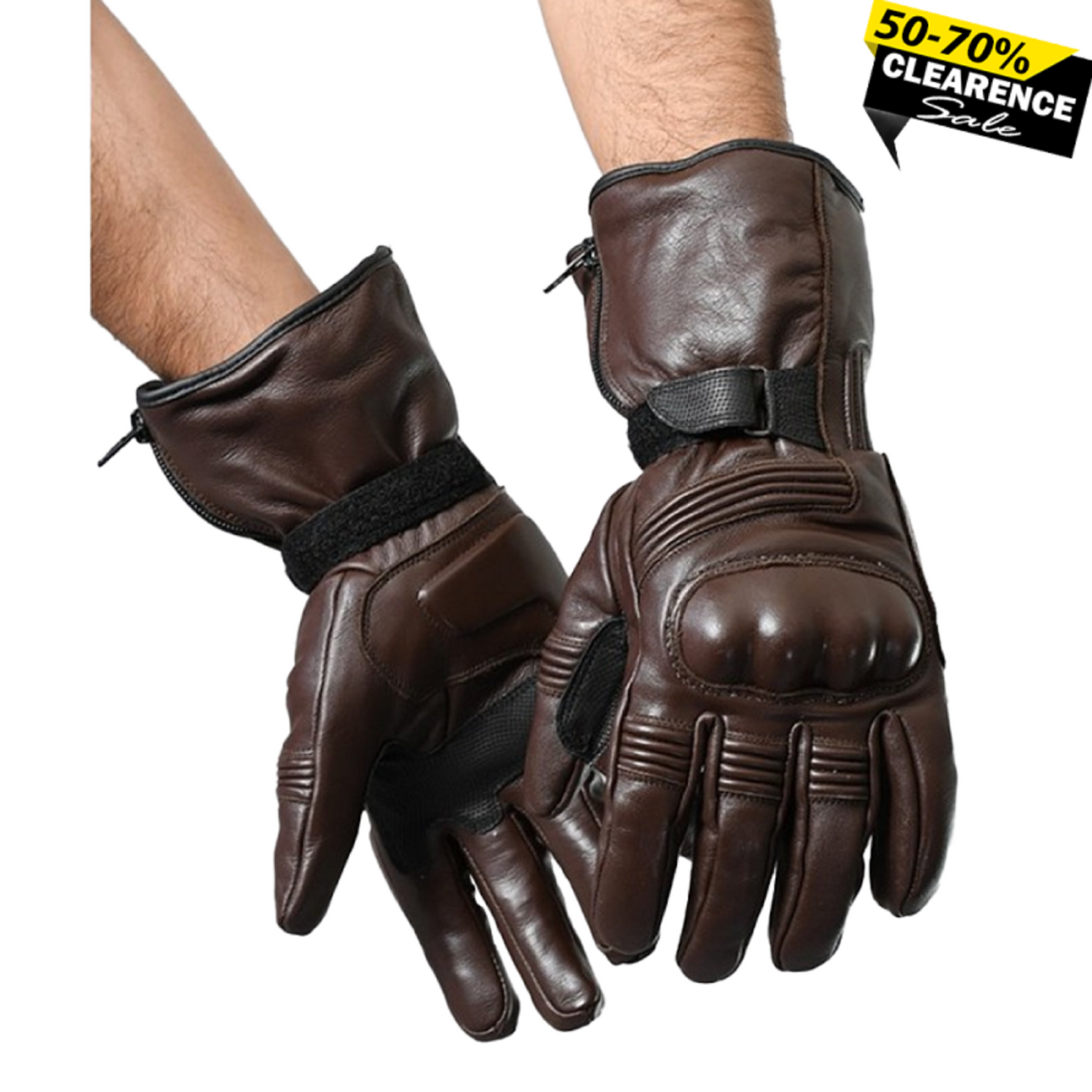 ATA Ranger Tour Men’s Motorcycle Gloves – Dark Brown Touring Leather Gloves with Waterproof Membrane & Touchscreen Compatibility