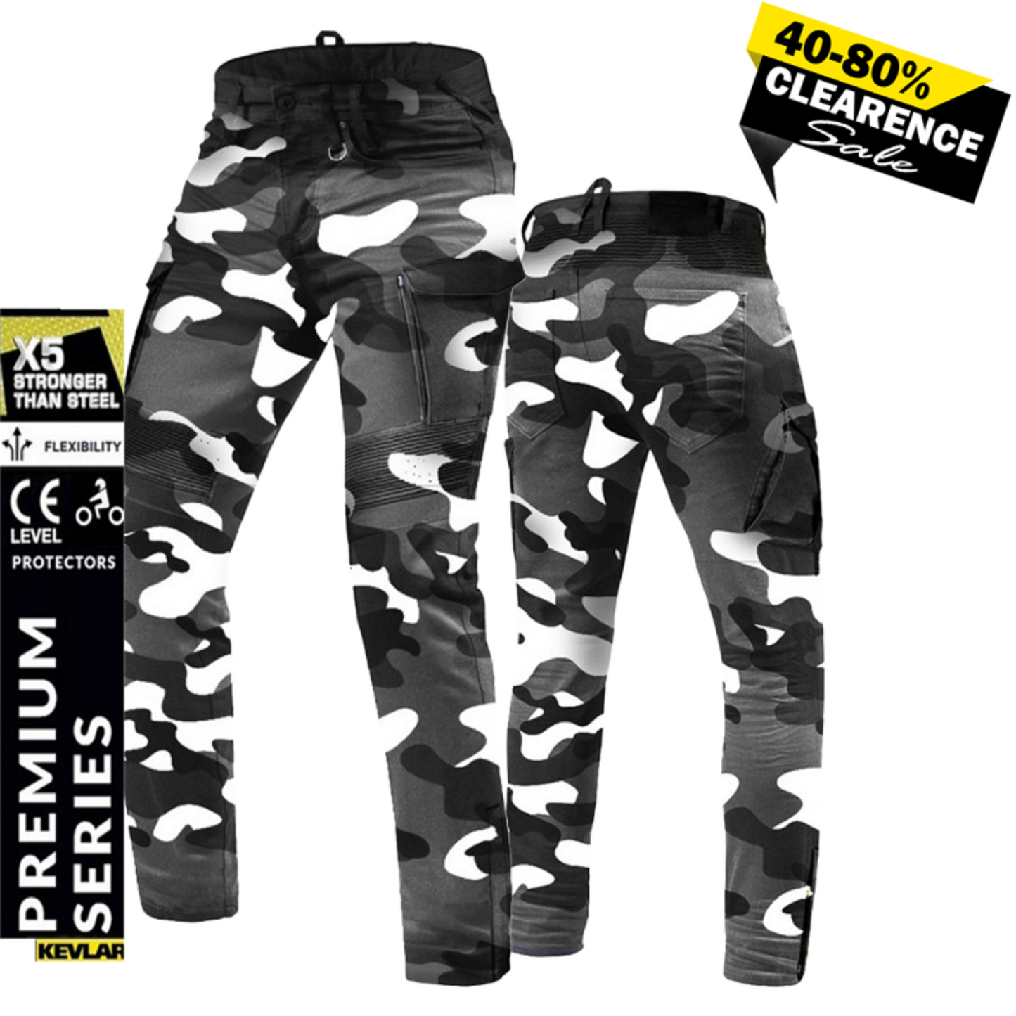 GT-Rider Men's Cargo Camo Motorcycle Jeans – Tactical Fit, Rugged Style, and Built-In Road Protection