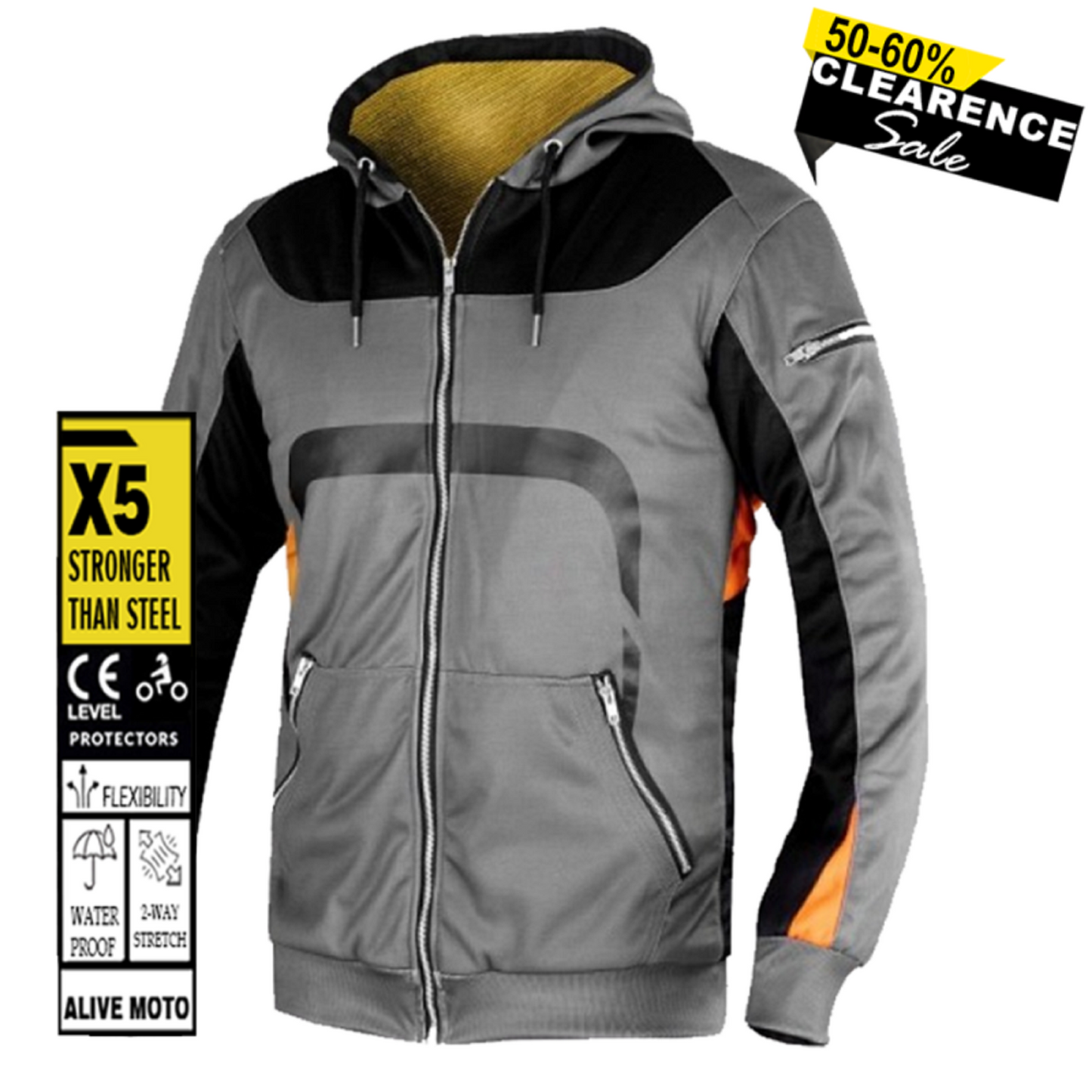Men’s Premium Roadster Waterproof Motorcycle Hoodie – CE Level 2 Certified Protection