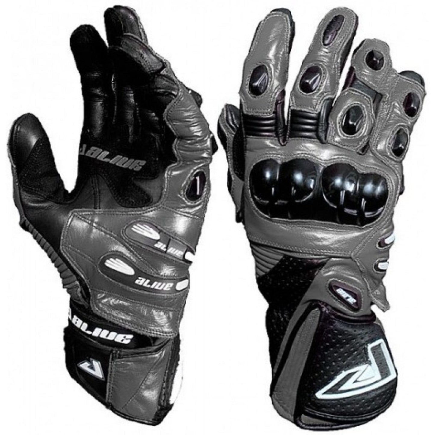 Alive Speed Gear Men’s Motorcycle Gloves – Grey Leather Riding Gloves with Knuckle Protection & Touchscreen Compatibility