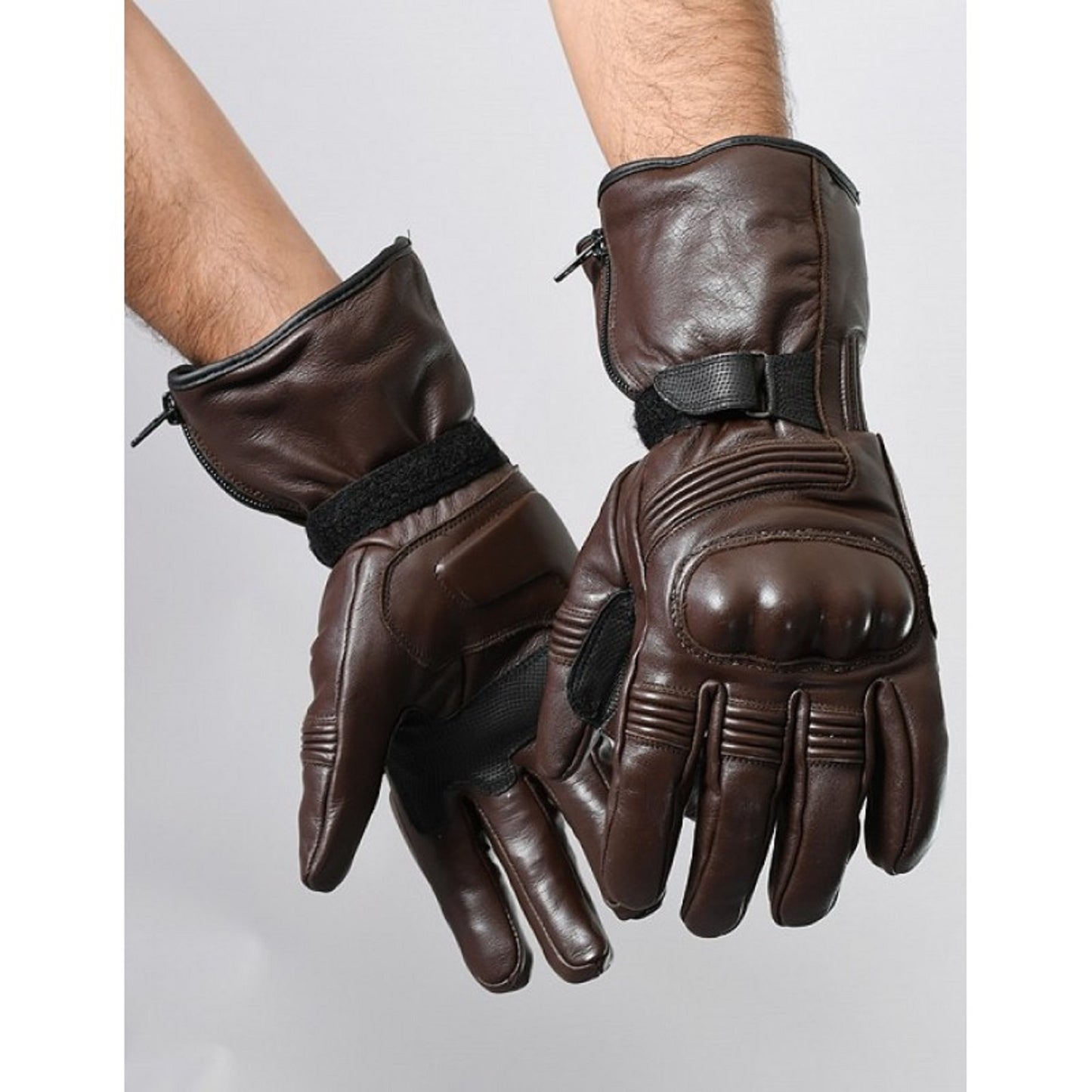 ATA Ranger Tour Men’s Motorcycle Gloves – Dark Brown Touring Leather Gloves with Waterproof Membrane & Touchscreen Compatibility