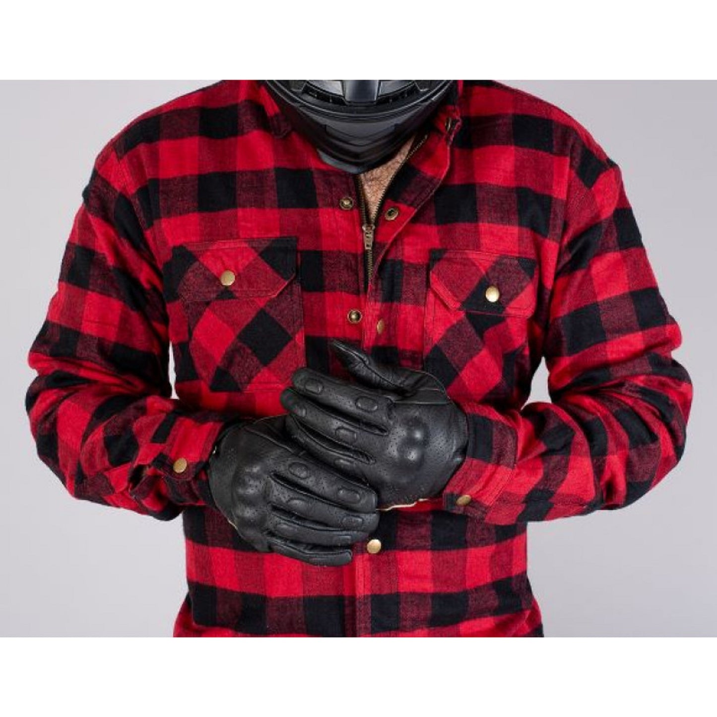 MC Premium Red & Black Casual Flannel Motorcycle Shirt | CE Level 2 Certified Protection (EN 17092-4:2020)