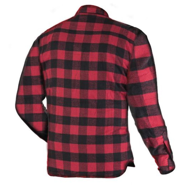 Motorcycle Premium Red/Black Flannel Shirt – CE Certified, Full Kevlar® Lined, Water-Repellent, Urban Rider Style