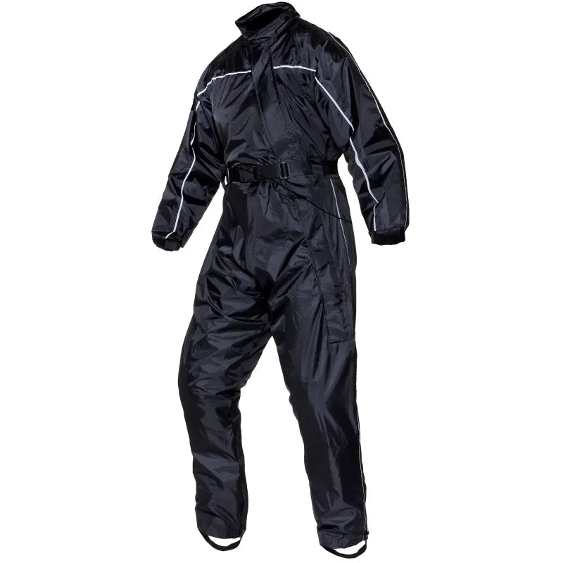 Premium Black Stone Waterproof Rain Suit – Ultralight, Breathable, Adjustable Fit, Reflective Safety Strips