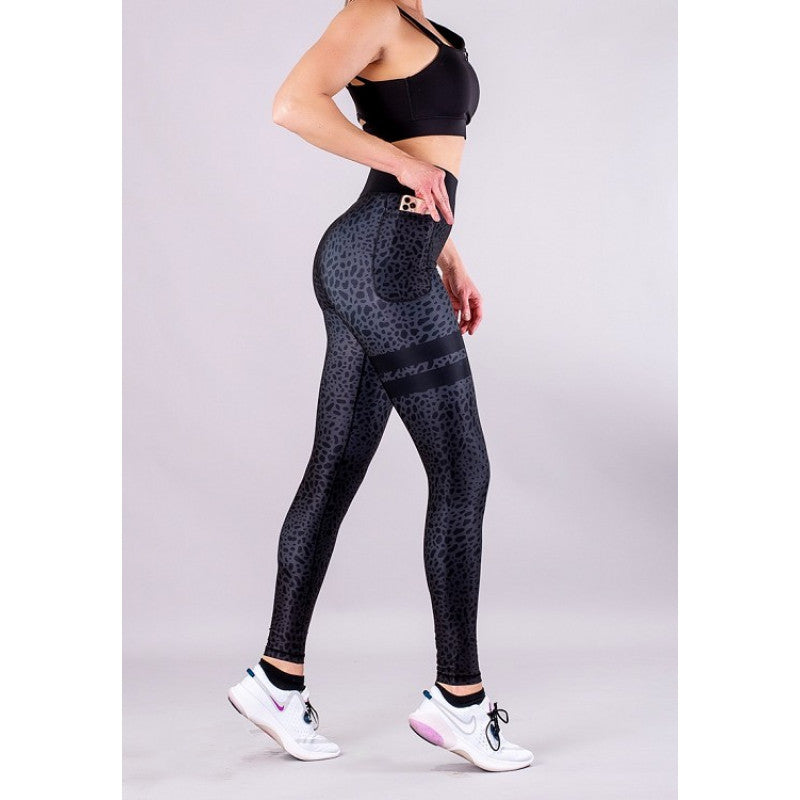 SHAPELAB Energy Greycode Leggings – High Waist, 4-Way Stretch, Antimicrobial & Breathable Performance Wear
