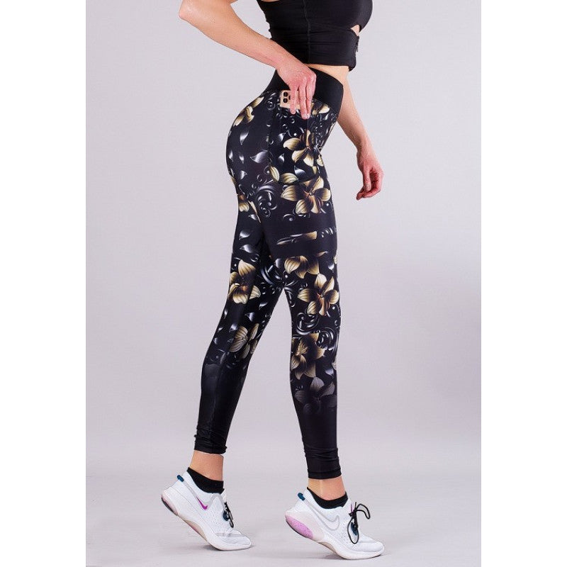 Shapelab Golden Flower Leggings – Premium High-Waist Sculpt & Stretch Leggings