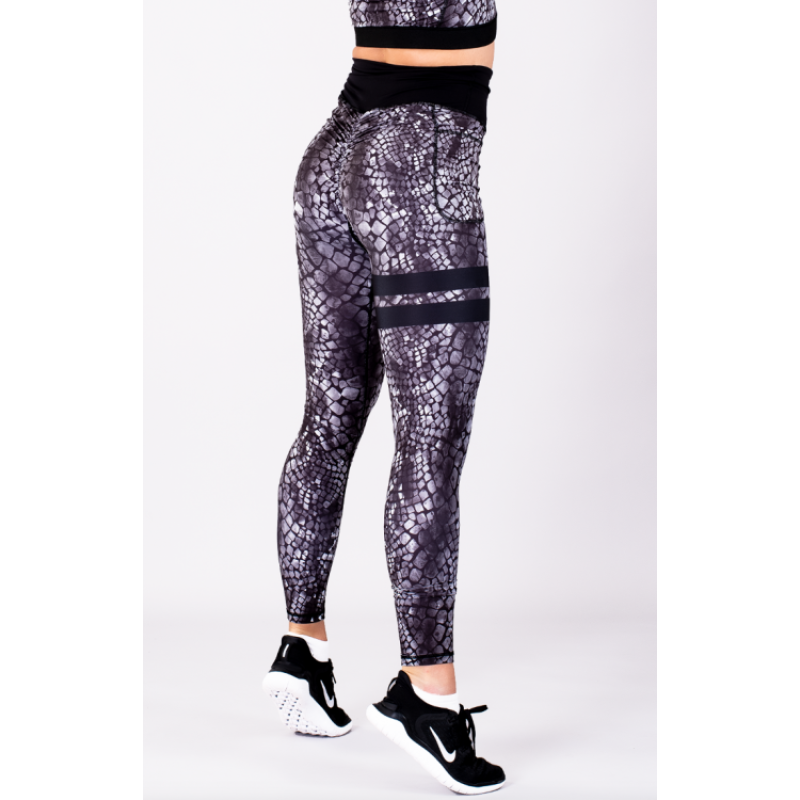 SHAPELAB Cobra Black Scrunch Leggings – High Waist, Scrunch-Bum, 4-Way Stretch, Antimicrobial Fitness Tights