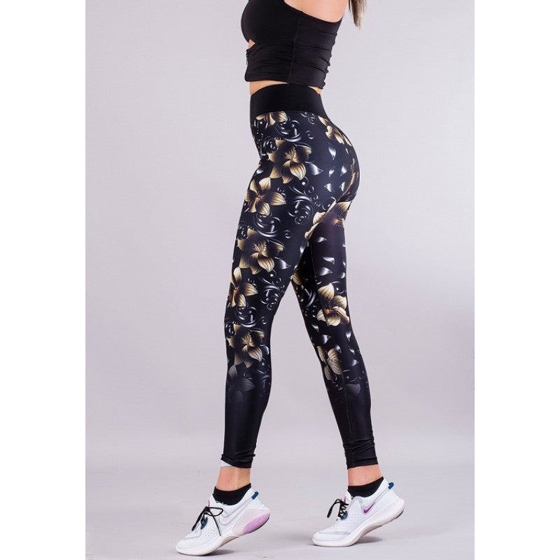 Shapelab Golden Flower Leggings – Premium High-Waist Activewear