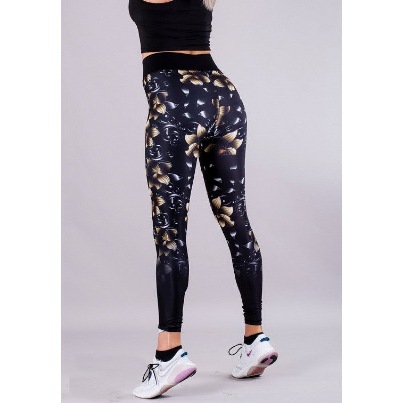 Shapelab Golden Flower Leggings – Premium High-Waist Activewear