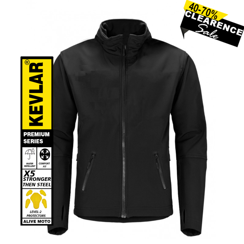 Men's Summer Softshell Motorcycle Jacket with DuPont™ Kevlar® – CE Certified EN 17092:2020, Armoured Protection – XXS to 6XL