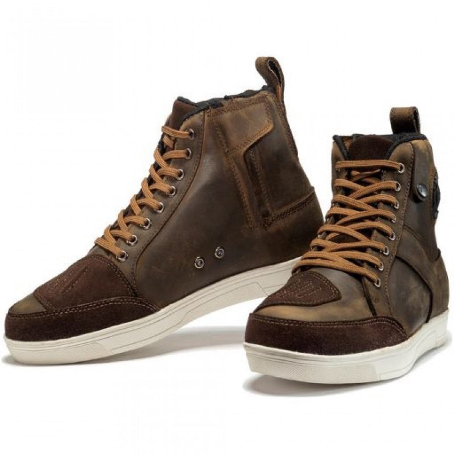 Street Ankle Motorcycle Touring Boots __ Premium Suede Leather, Waterproof Breathable Membrane, OrthoLite Footbed, Anti-Shock Rubber Sole, CE Certified Protection for Unisex