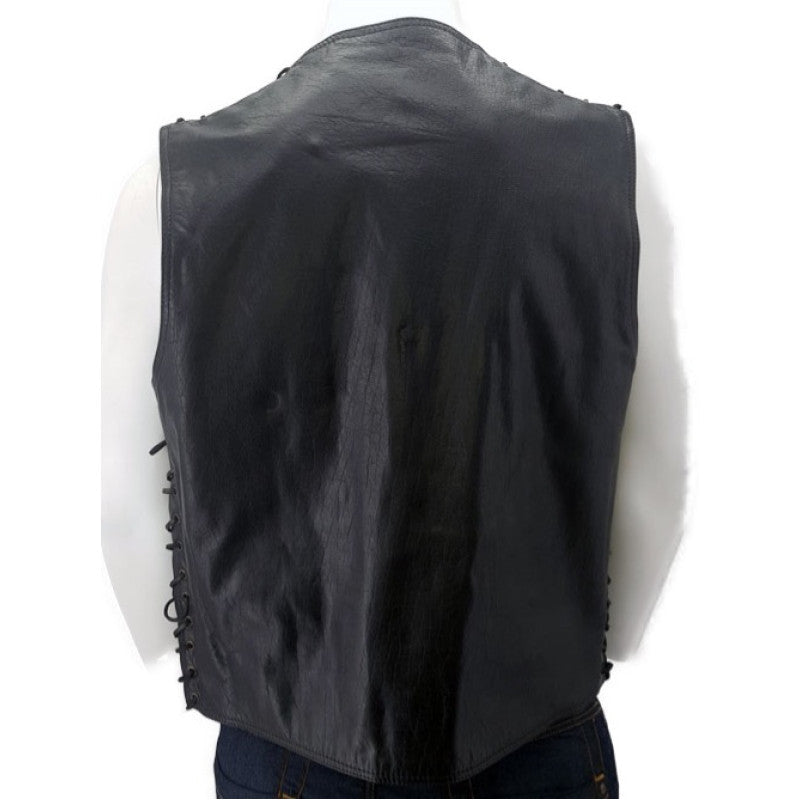 Tony black leather vest Premium Cowhide, Patch Ready Back, Ideal for Biker Clubs & Riders