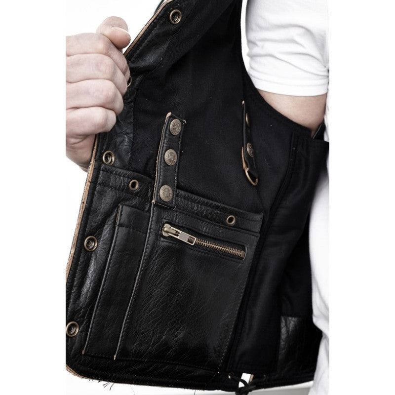 Tony black leather vest Premium Cowhide, Patch Ready Back, Ideal for Biker Clubs & Riders