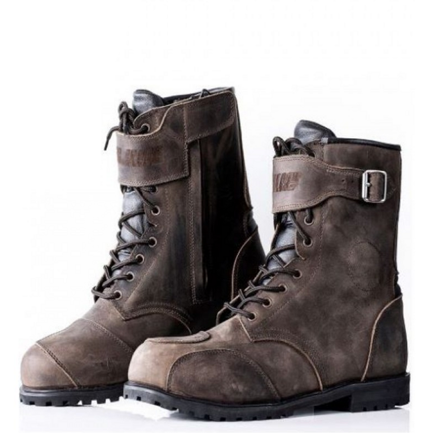 Vintage Brown Leather Motorcycle Boots — Waterproof Breathable Membrane, CE Level-2 Certified, Reinforced Ankle & Sole, Rubber Gear Shift Protection with adjustable YKK Zippers for Unisex