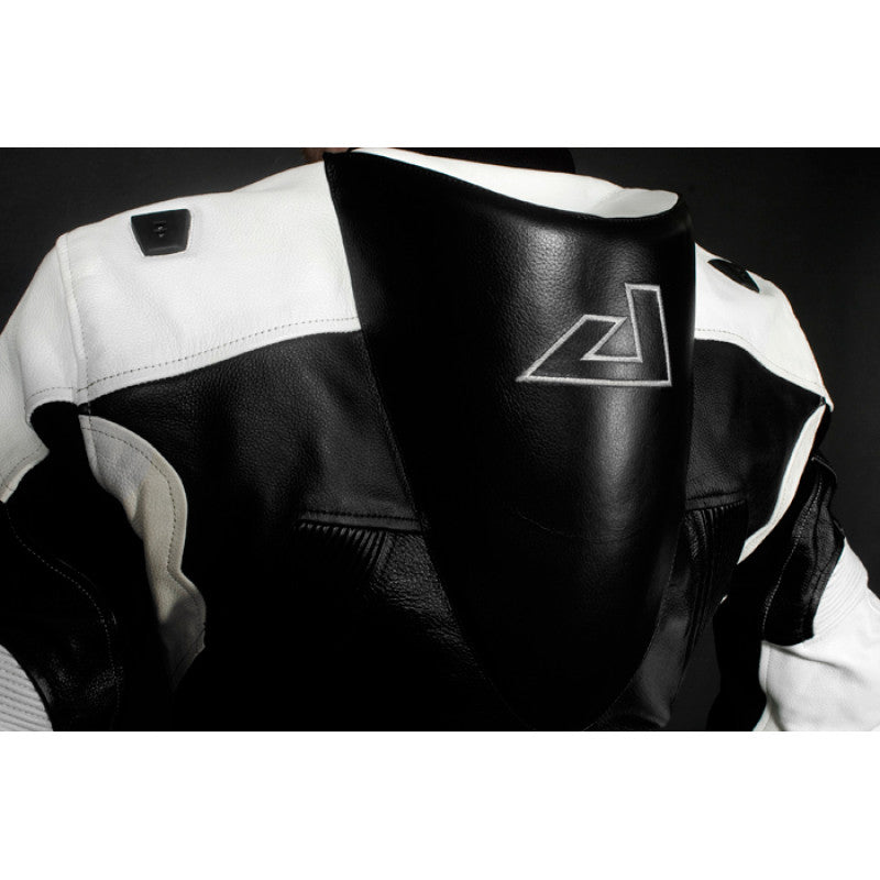 Mini Moto Racing Leather Suit – Black/White | 1.2–1.4mm Cowhide, CE Level 2 Armor, Kevlar® Reinforced, One-Piece Race Suit