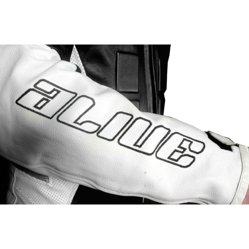 Mini Moto Racing Leather Suit – Black/White | 1.2–1.4mm Cowhide, CE Level 2 Armor, Kevlar® Reinforced, One-Piece Race Suit