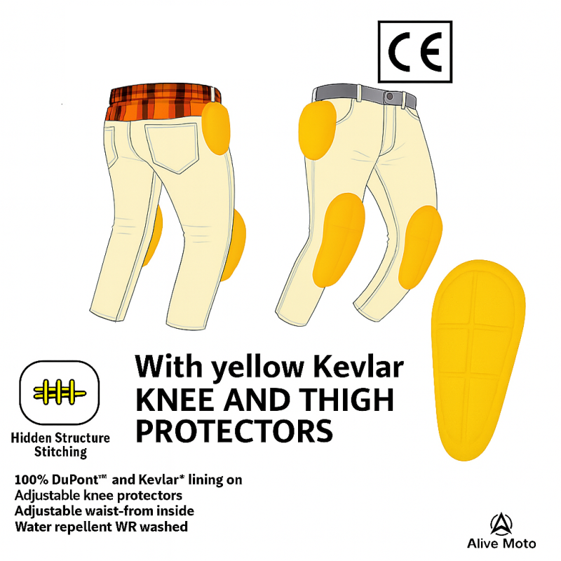 Men’s Cruiser Bomber Motorcycle Jeans | CE Class A | DuPont™ Kevlar® | Water-Repellent Stretch Denim