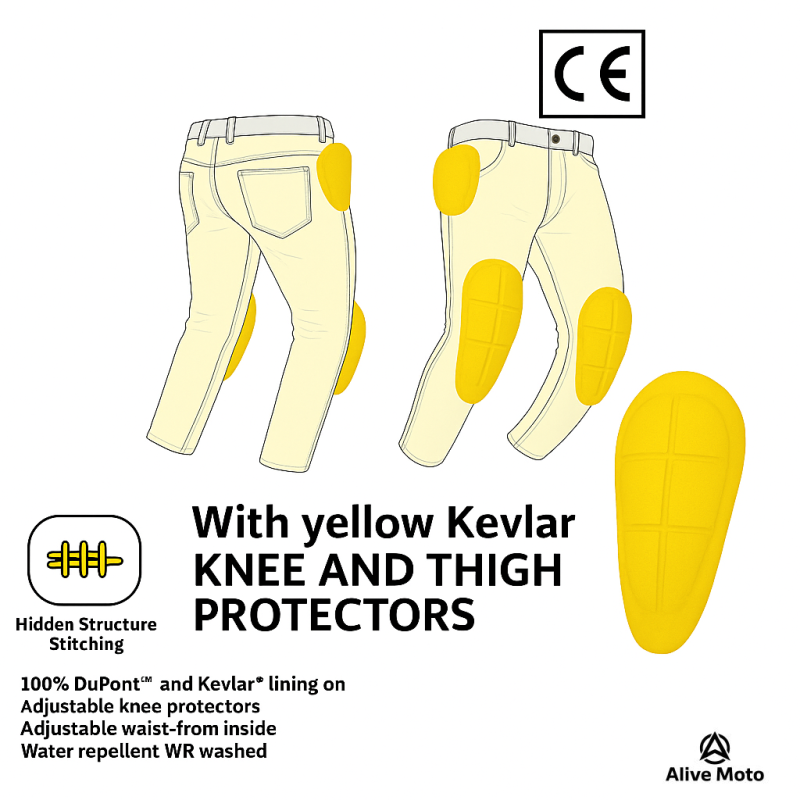 Men’s All-Weather Motorcycle Cargo Trousers with DuPont™ Kevlar® – Waterproof, CE Level-2 Armour – XXS to 6XL