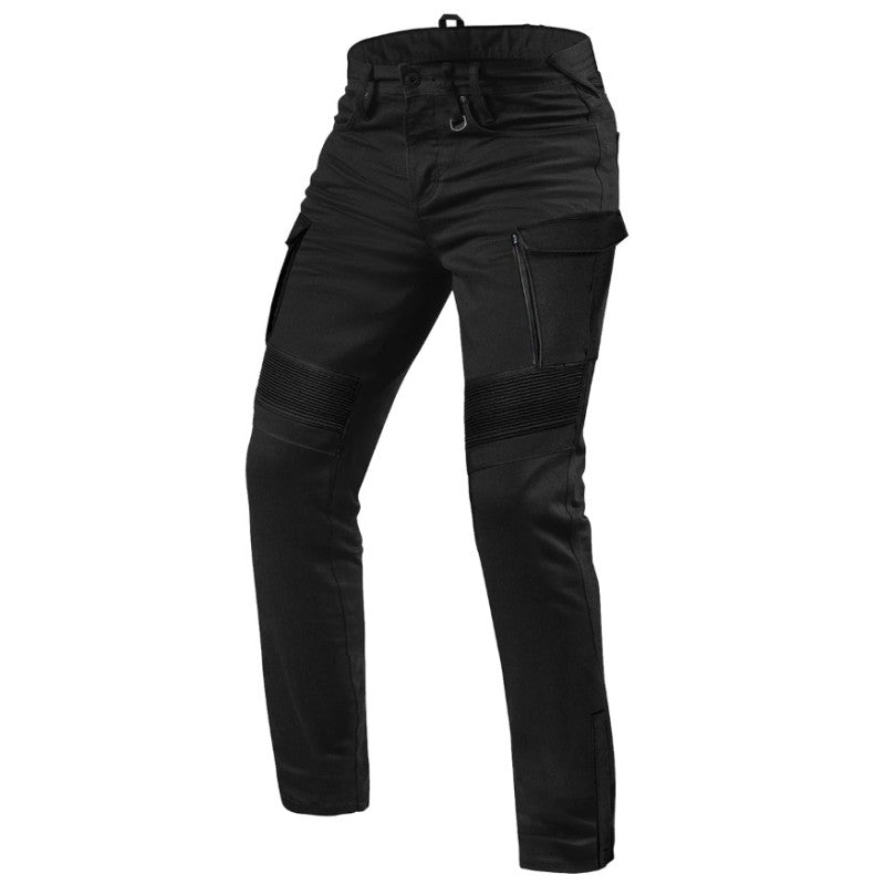 Cargo Jet-Black GT-Rider Motorcycle Jeans – Kevlar Reinforced, Waterproof, Stylish Riding Pants with Pockets for All-Season Use
