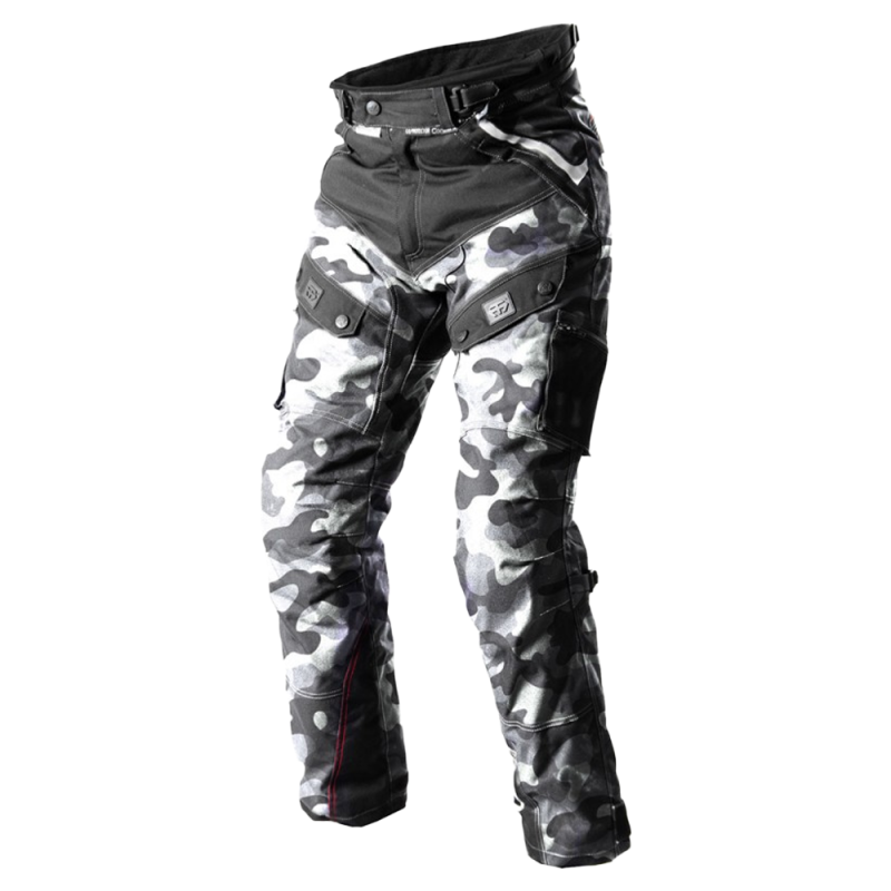 Camo White Ultimate Motorcycle Pants – Waterproof, Windproof, All-Weather Riding Trousers with CE Armor & Reinforced Protection