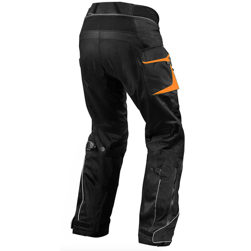 Premium Dynatech Orange Black Kevlar Motorcycle Pants – Waterproof, Reinforced, All-Weather Riding Gear for Men & Women