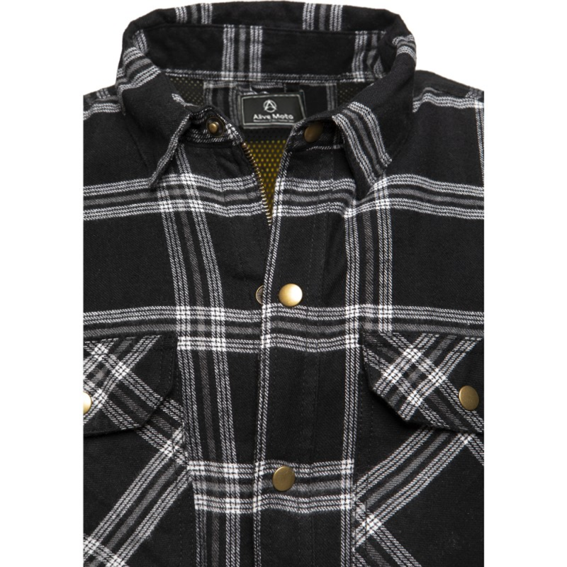 Premium Coyote Black/White Motorcycle Armour Shirt – Waterproof, CE Level 2 Protection, Kevlar® Lined, Men's Sizes XXS-6XL