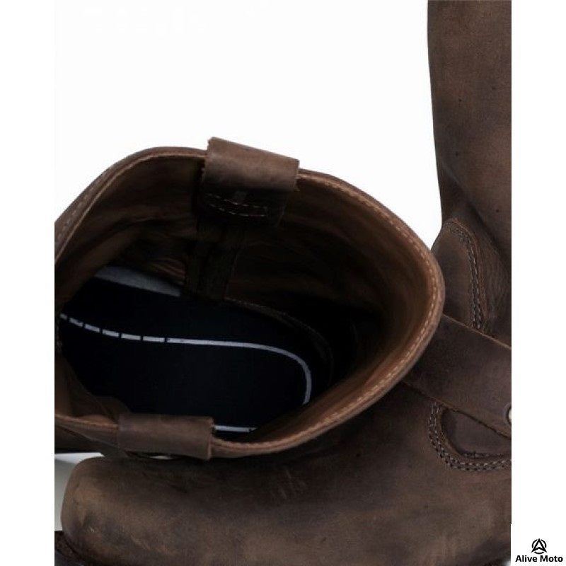 Men’s Vintage Brown Chopper Boots – Natural Leather, Harness Design, Urban Series