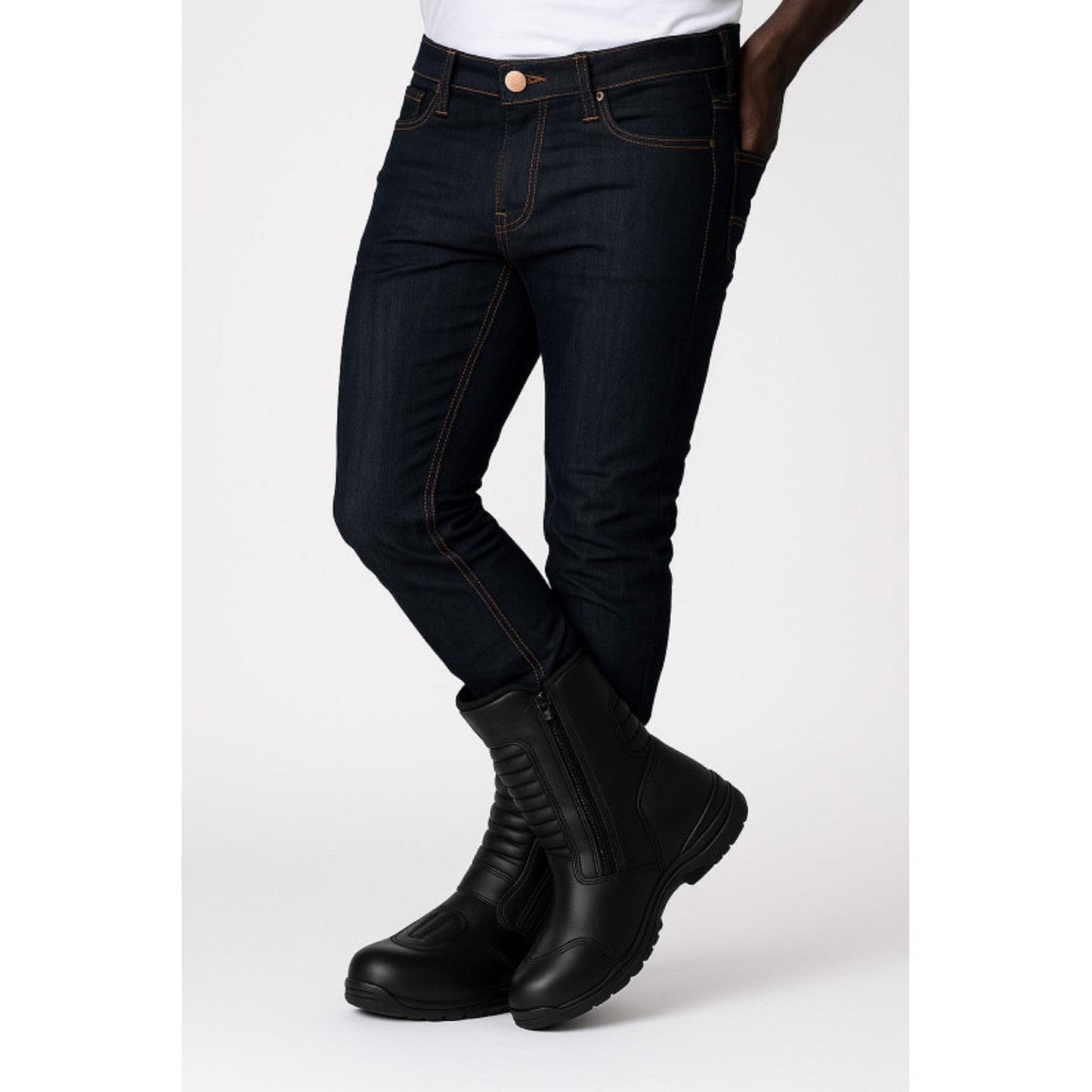 Men's Motorcycle Jeans – Ironroad Kevlar Waterproof CE-A "Dark Blue" | CE 17092 Certified Protective Riding Denim with Kevlar & Armor Pockets