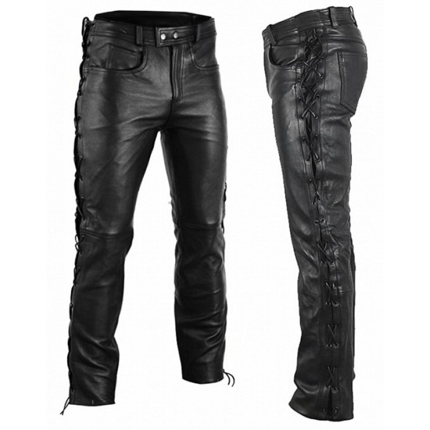 Unisex Lace-Up Retro Leather Pants – Vintage Style, Modern Edge
