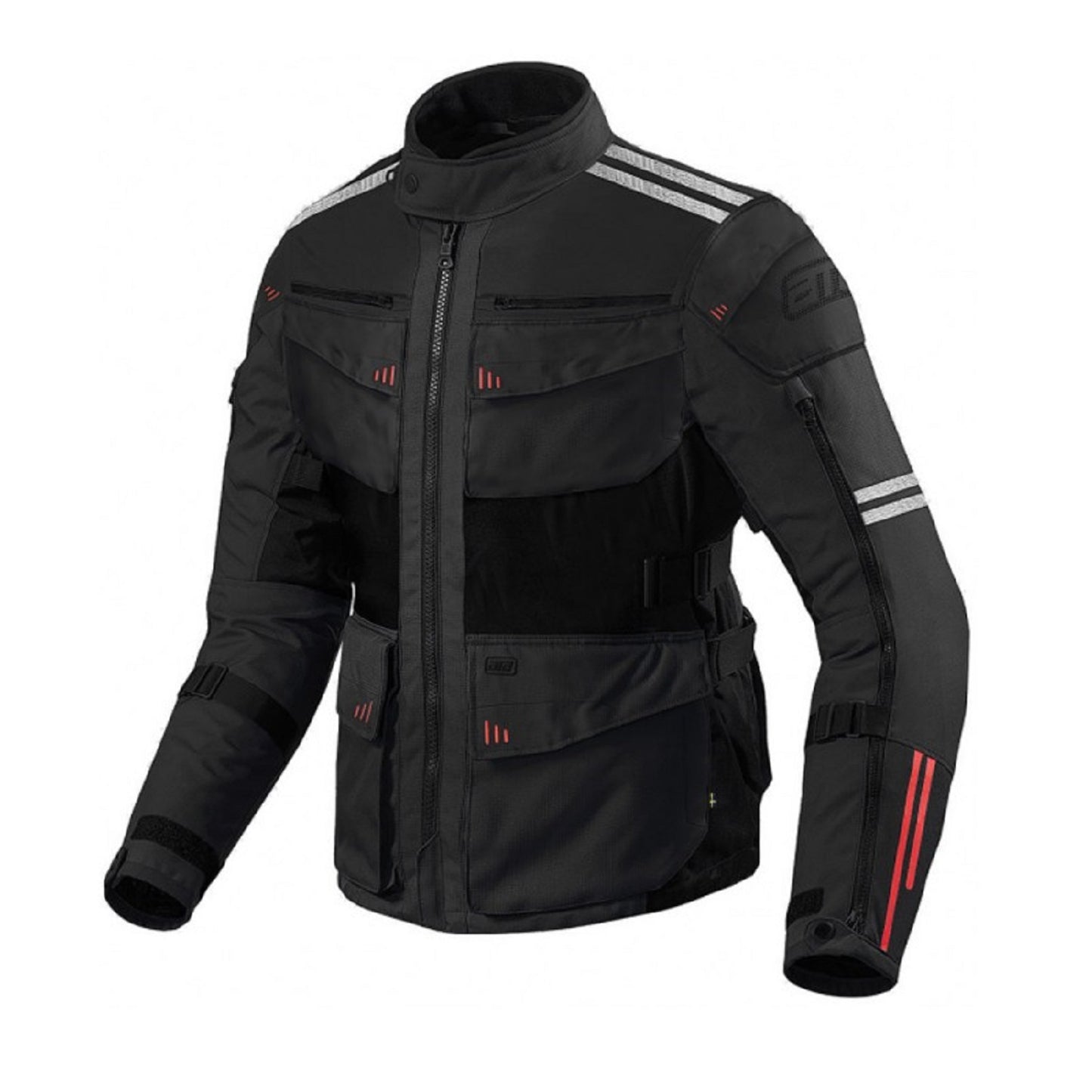 Roadway Black Motorcycle Touring Jacket Waterproof, Windproof, CE Armored Textile Jacket for All-Weather Riding Comfort