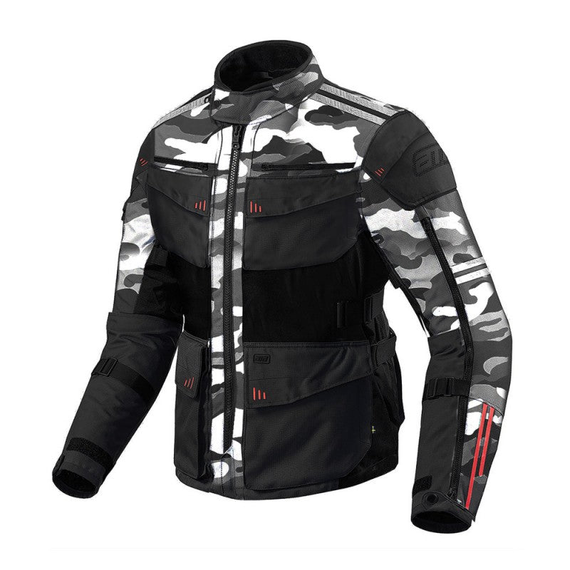 Roadway Cambo White Motorcycle Touring Jacket – CE Armored, Waterproof, Windproof Textile Gear for All-Season Adventure Rides