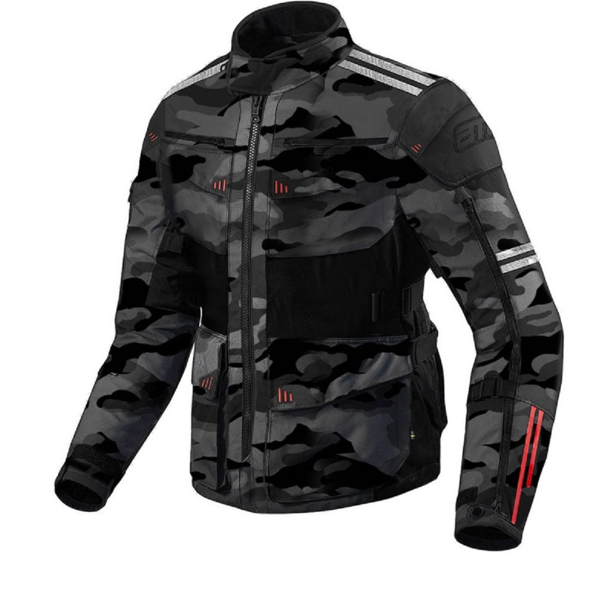 Roadway Dark Camo All-Weather Motorcycle Touring Jacket – Waterproof, Windproof, CE Armored, 4-Season Adventure Riding Gear