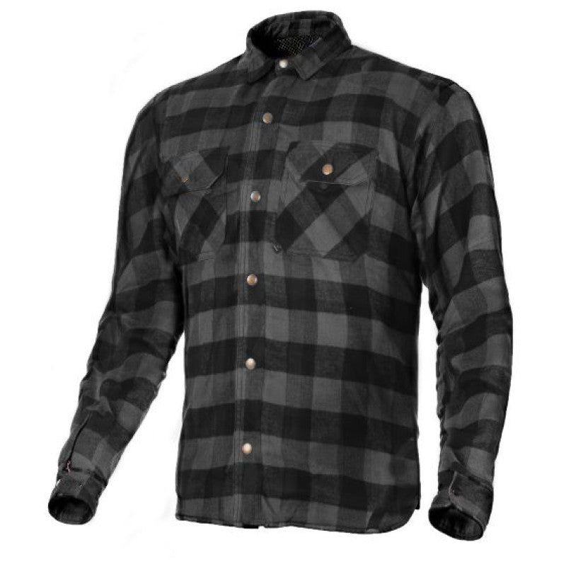 Women’s Grey Flannel Motorcycle Shirt with DuPont™ Kevlar® – CE Certified EN 17092-4:2020 – Armoured, Water-Repellent, Casual Riding Shirt (XXS–6XL)