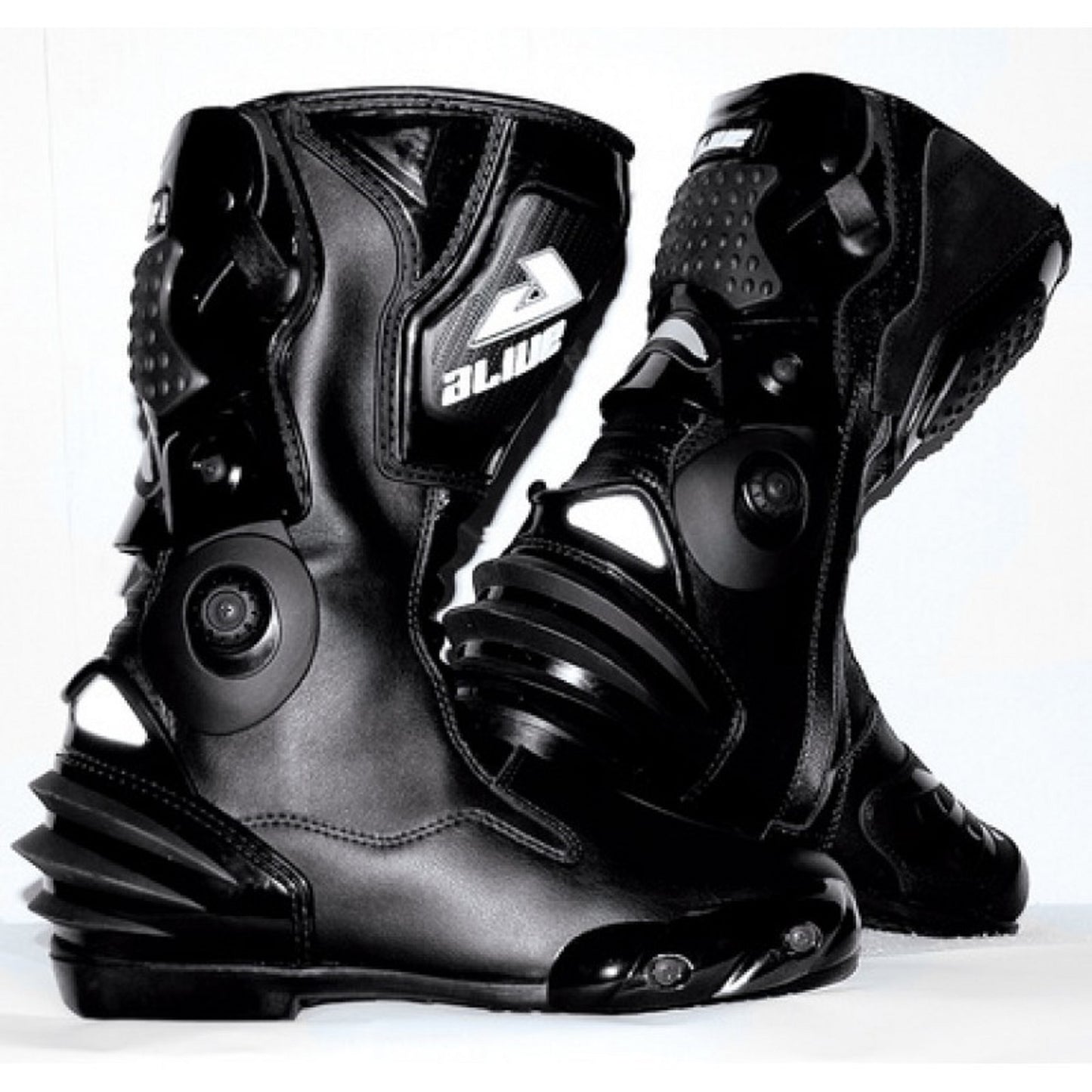 MX Performance Black Racing Boots – Full Grain Leather, PU Sliders, Zipper & Velcro Closure, Anti-Vibration Sole, Reinforced Ankle & Heel Protection for Unisex