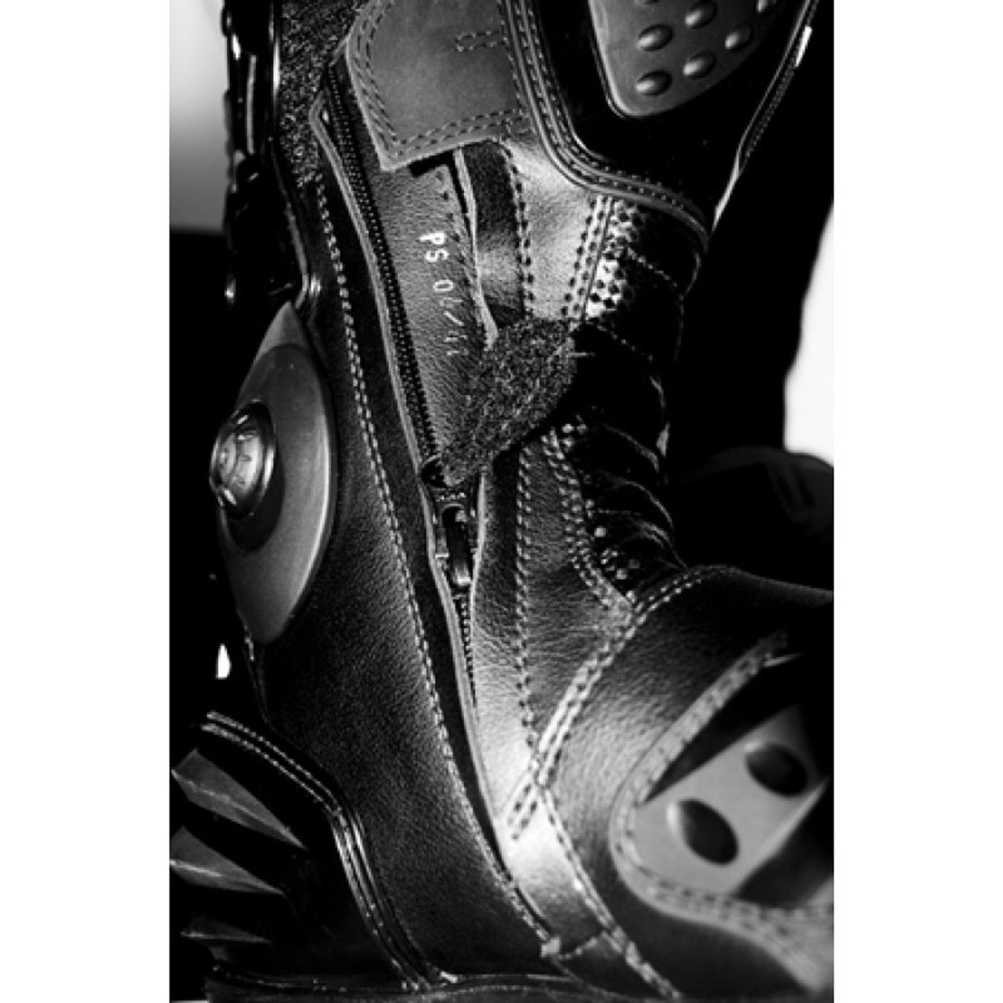 MX Performance Black Racing Boots – Full Grain Leather, PU Sliders, Zipper & Velcro Closure, Anti-Vibration Sole, Reinforced Ankle & Heel Protection for Unisex