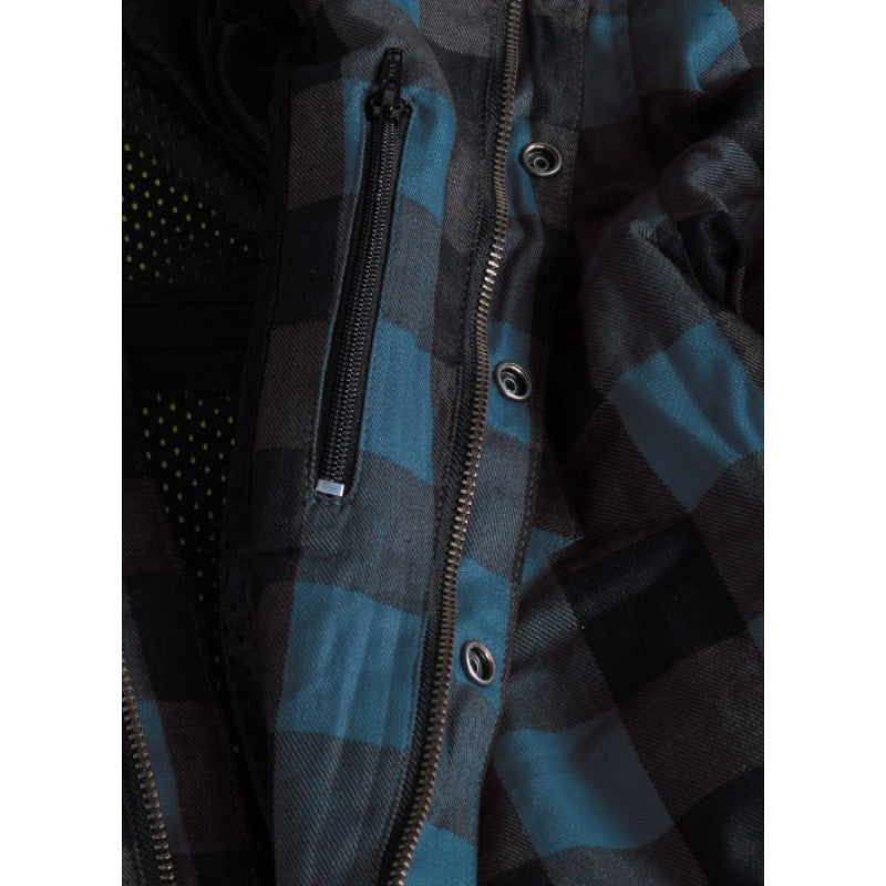 Men’s Premium Casual Flannel Motorcycle Shirt – Blue/Black | CE Certified Riding Gear (CE 17092)