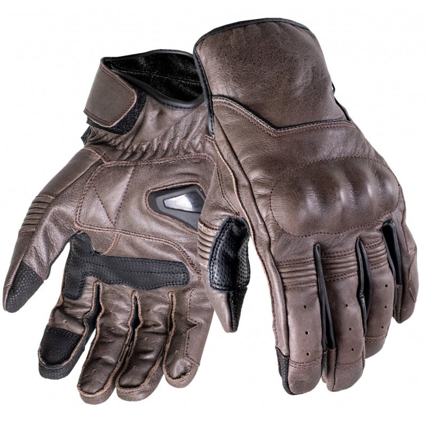 Rebel Vintage Horse‑Brown Summer Motorcycle Leather Gloves – Breathable Aniline Cowhide for Men's