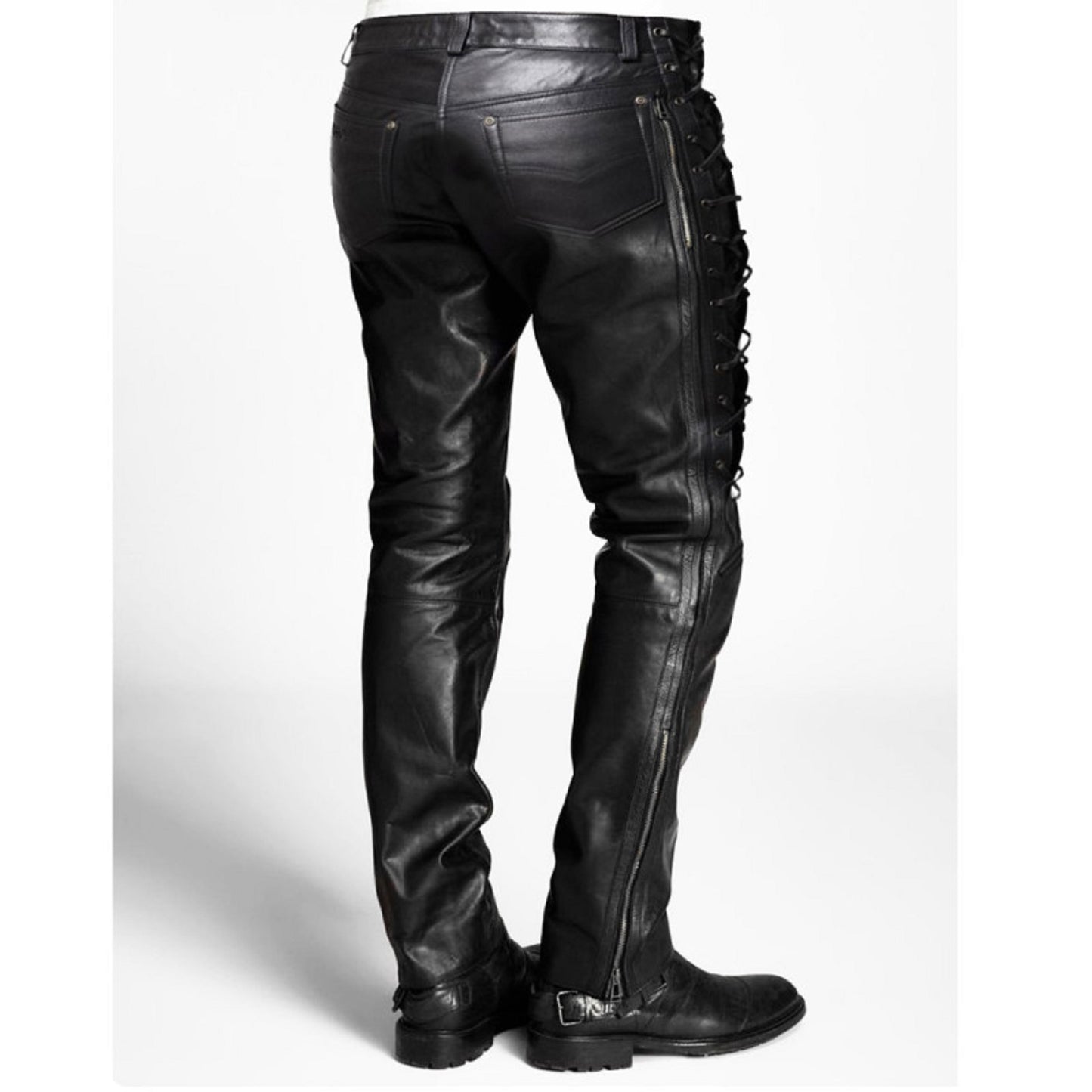 Men’s Alive Lace Spirit Premium Motorcycle Leather Pants – Stylish & Protective Riding Trousers