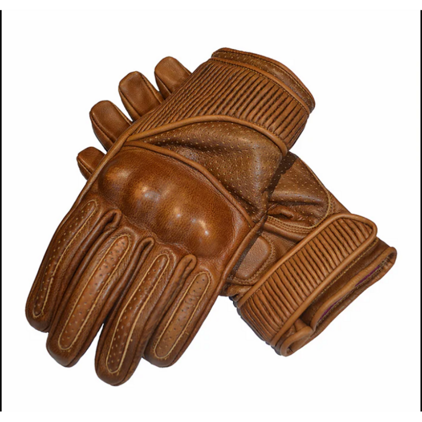 Chopper Waxed Brown Ladies' Summer Motorcycle Gloves – Premium Cowhide, Adjustable Wrist Strap