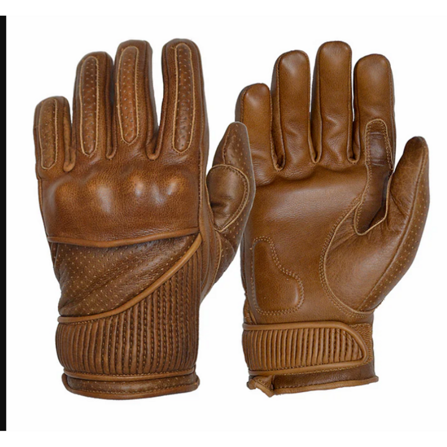Chopper Waxed Brown Ladies' Summer Motorcycle Gloves – Premium Cowhide, Adjustable Wrist Strap